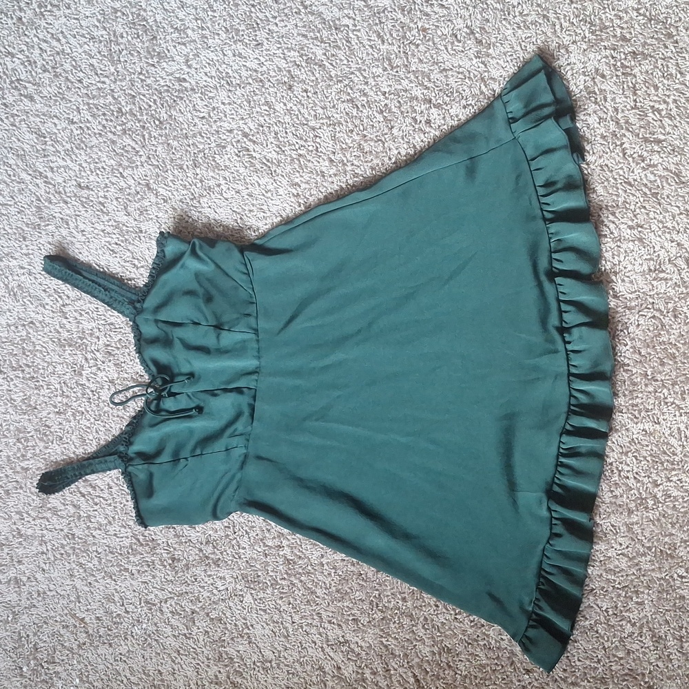 Lottie Moss Deep Green mini dress with a tie front